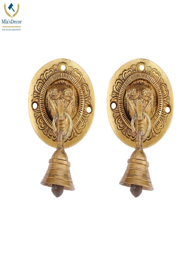Mla's Decor Elephant Face Wall & Door Brass Decorative Bell Pair, Elephant Hangings for Decoration (300g Each). - Image 2